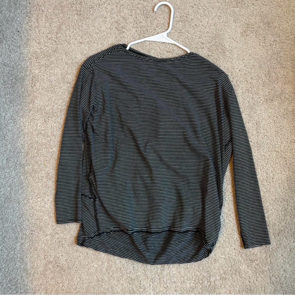 lululemon athletica Black and White Striped Long Sleeve Top